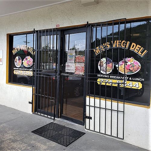 Storefront, in a conveniently-located strip mall.  at Ma's Vegi Deli in St Thomas