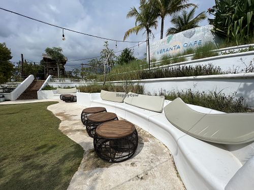 santorini theme seats  at Veranta Cafe by Desa Alam in Batam