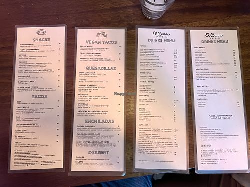 Menu  at El Burro Taqueria in Cape Town