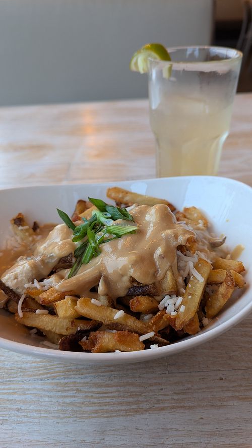 Poutine with ginger soda at MeeT on Blanshard in Victoria