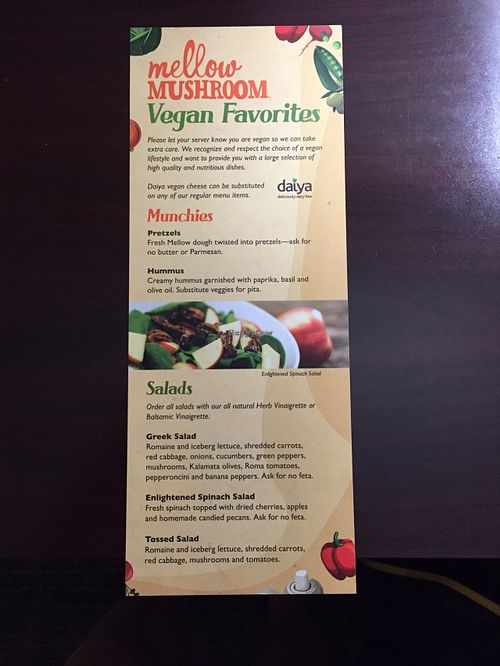 Vegan menu 1  at Mellow Mushroom - King St in Charleston