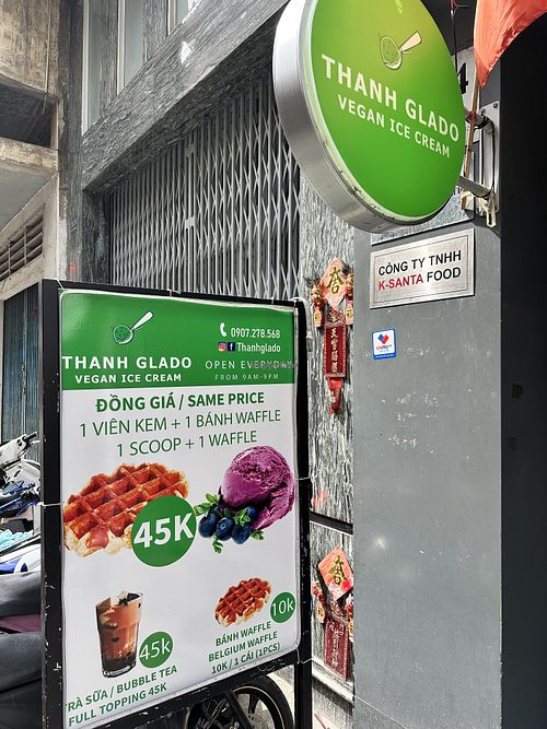 Such a delight to find a vegan ice cream store in Ho Chi Minh City! The owner 100% understands veganism and all drinks and food are vegan.   at Thanh Glado in Ho Chi Minh City
