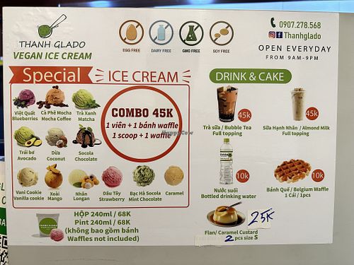 The menu. 100% vegan. 100% delicious  at Thanh Glado in Ho Chi Minh City