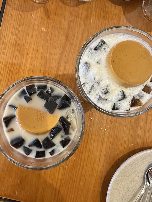 A tea and an almond milk with special toppings that included flan. Delicious!  at Thanh Glado in Ho Chi Minh City