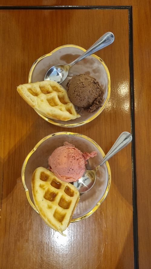 Chocolate Ice-cream and Waffle, Strawberry Ice-cream and Waffle at Thanh Glado in Ho Chi Minh City