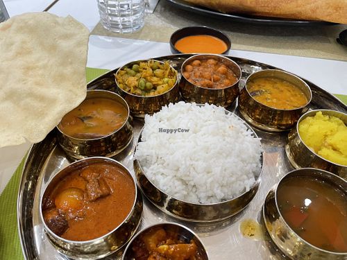 Vegan thali (available on sat) (they brought bread after I took this photo)   at Woodlands - Wan Chai in Hong Kong Island