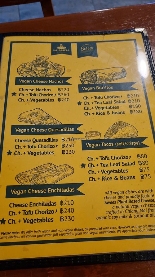 Vegan menu at La Casita in Chiang Mai