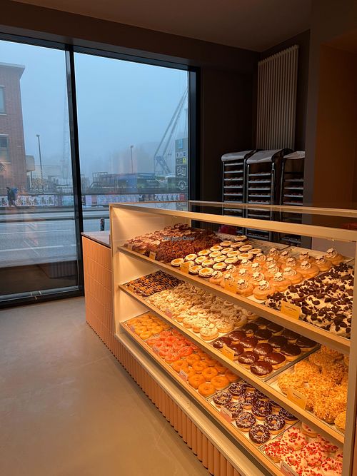 Donut display at Brammibal's Donuts - Schanzenviertel in Hamburg