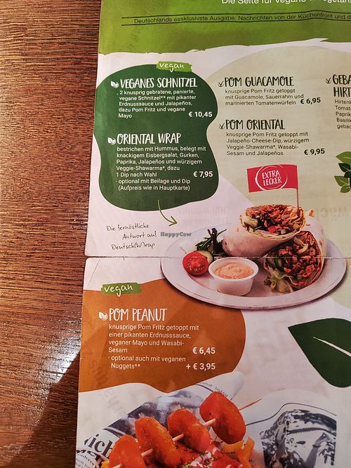 Vegan dishes clearly marked at Cafe Extrablatt - Am Marstall in Hannover