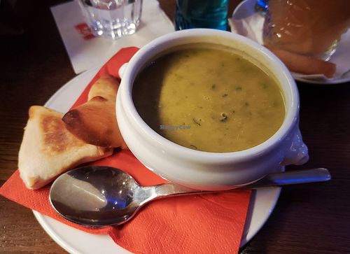 Pea soup with mint at Cafe Extrablatt - Am Marstall in Hannover