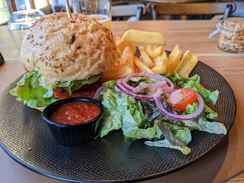 Vegan Burger - comes with salad and fries at Well in Town in Orleans