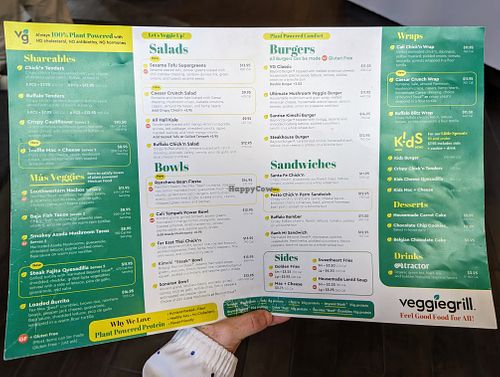 Menu as of 10 May 2024 at Veggie Grill by Next Level in Portland
