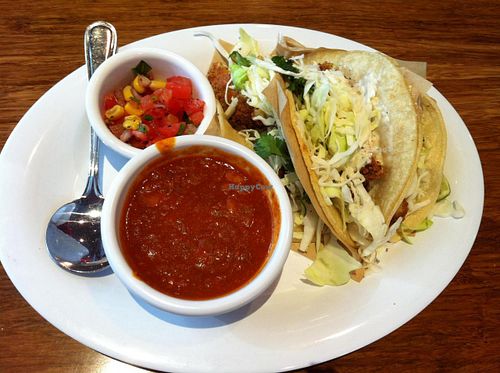 Fish tacos at Veggie Grill by Next Level in Portland