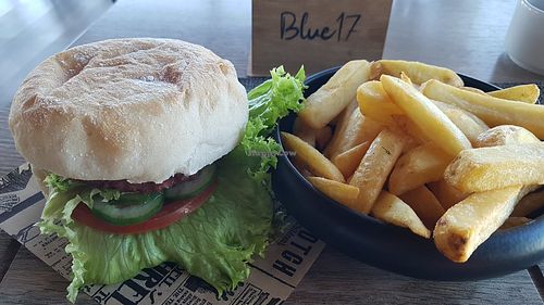 Beyond Meat burger €18 at Blue 17 Roof Top Restaurant & Bar in Lanzarote