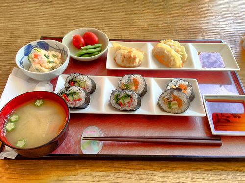 Yummy!  Vegetarian, so includes dairy and egg, but they had many vegan choices as well. at Prunus in Kyoto