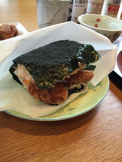 Soy meat burger that came with the he ramen combo. Amazing!! at Prunus in Kyoto
