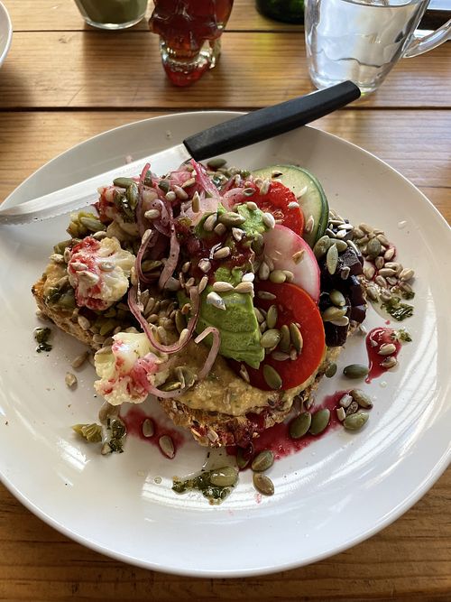 Hummus Toastt  at Madre Masa in Bacalar