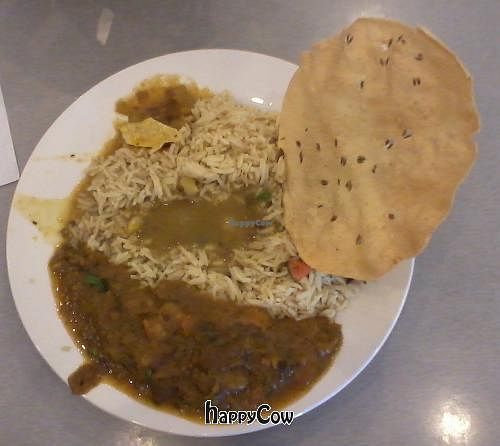 Vegan lunch plate at Hari's Vegetarian in Haymarket