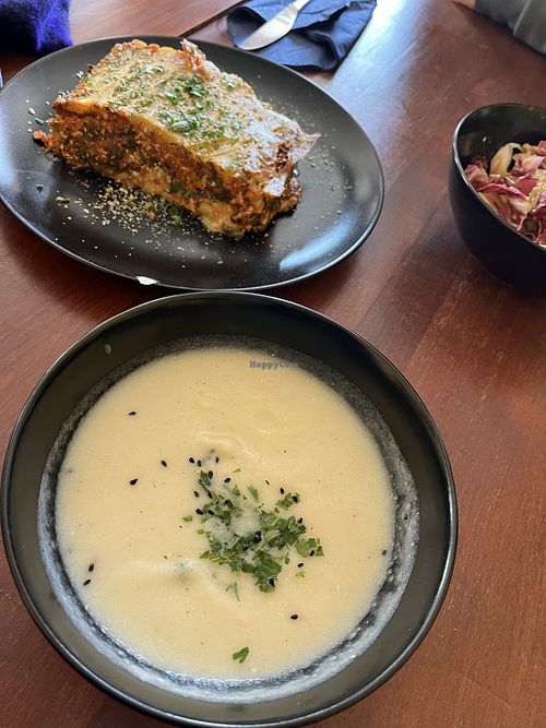 soup and lasagna (daily menu)  at Cafe Erde in Graz
