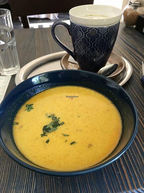 A delicious soup (lunch special)! It was an asiatic soup with a curry kick   at Cafe Erde in Graz
