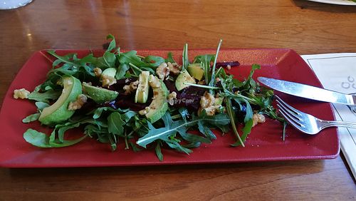 The beet and goats cheese salad sans the cheese. There was more I'd already eaten some before taking the photo. at Marzano in Larnaca