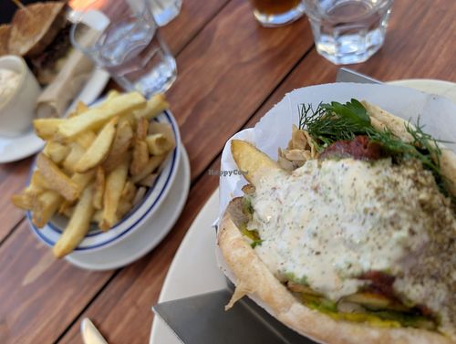 Pita Yuba with fries added at Saul's Restaurant & Delicatessen in Berkeley