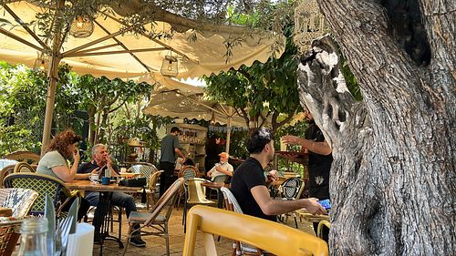 Patio seating   at Fattoush in Haifa