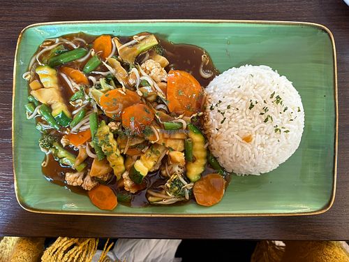 Chop suey and rice (off the menu)   at Asia Wok Man in Memmingen