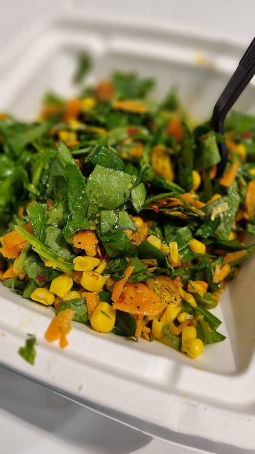 Spinach, Falafel, mais, sweet potato and carrots at Chopped in Limerick