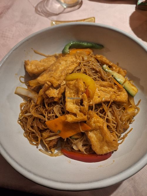 Tofu stir fry with rice noodles at Momoda Asian Street Food in Edgeworthstown