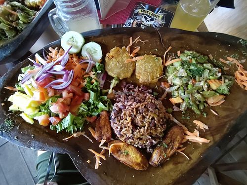 Vegan caribbean rice and beans at Caribbean Jam in Ciudad Colon