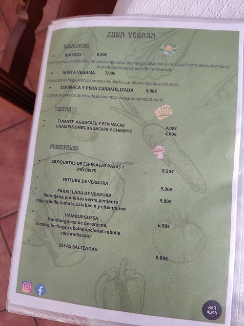 Opciones veganas/vegetarianas Bar Alma at Bar Alma in Villanueva Del Rosario