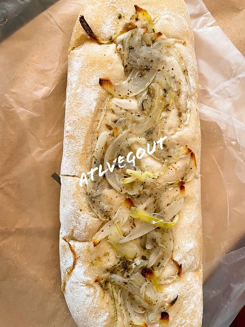 Onion focaccia   at Craft Vegan Bakery Botánico in Buenos Aires