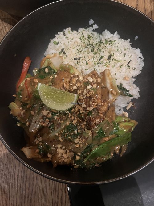 Peanut butter tofu with sticky rice 10/10  at Sésame in Saint-bruno-de-montarville
