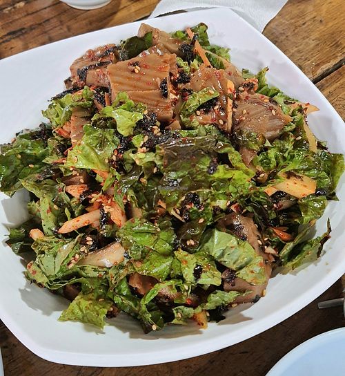 Acorn jelly salad 도토리묵무침 #Veganuary at Boribap House - 시골보리밥집 in Gyeonggi-do