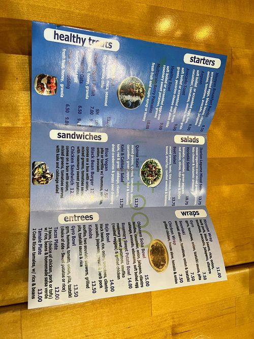 Menu 1/2  at Blue Food Company in Chicago