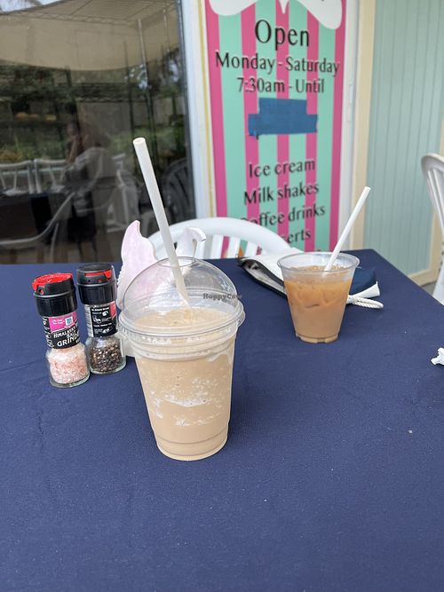 Oat milk frappuccino and oat milk latte  at Sweet Tooth Coffee Shop in Great Abaco