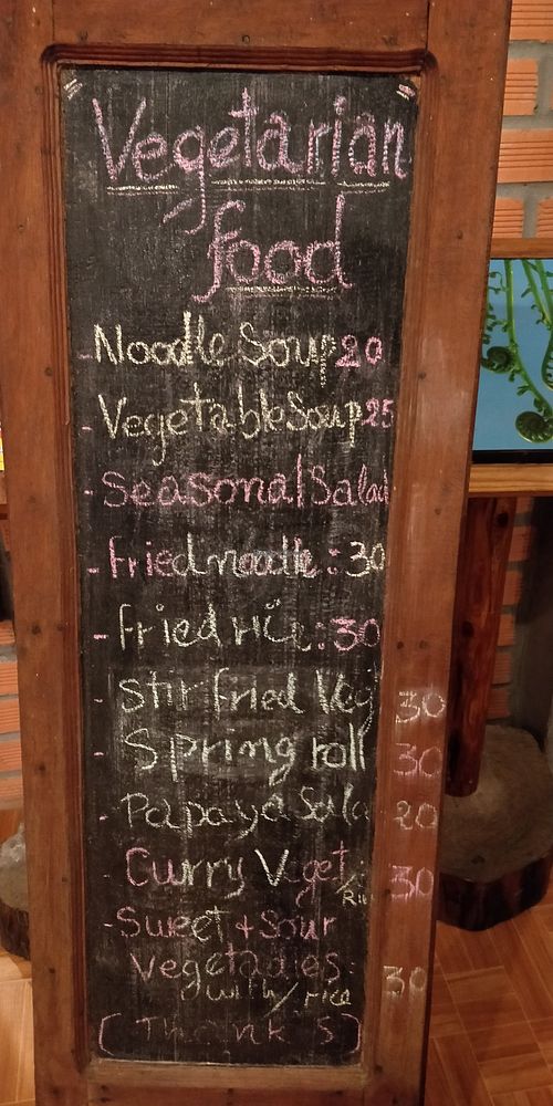 Vegetarian menu at Sabaidee Guesthouse & Restaurant in Nam Theun