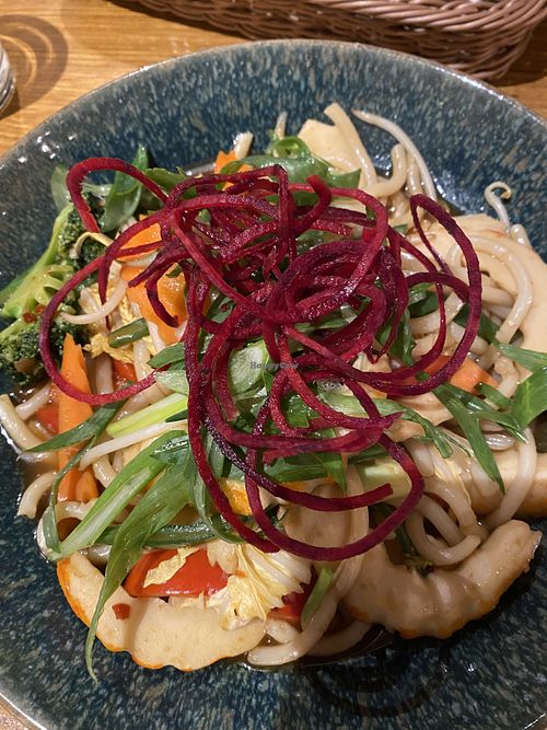 Vegan Udon with vegan shrimp   at Okami Sushi & Restaurant in Bensheim