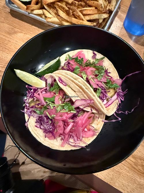 Vegan tacos were absolutely yum! at The Tiny Pony Tavern in Yucca Valley