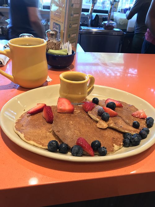 Banana Bliss vegan pancakes 👍🏽😋  at Snooze - Monroe Dr in Atlanta