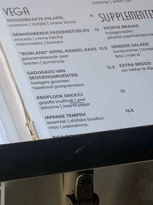 menu  at Bij de Buren in Venlo
