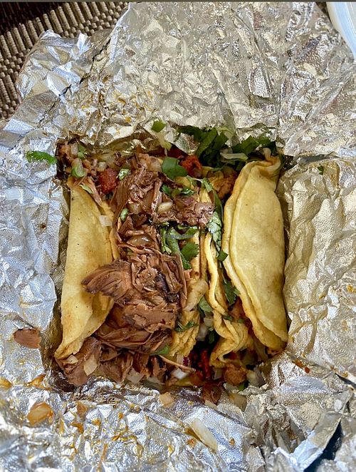 Vegan Birria Tacos   at La Taqueria Brand in Garden Grove