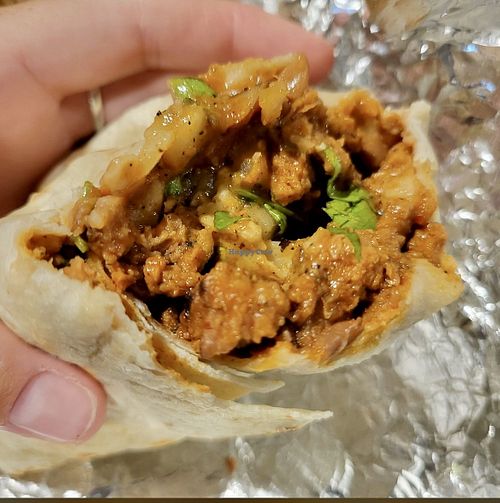 Vegan Chorizo & Potato Burrito  at La Taqueria Brand in Garden Grove