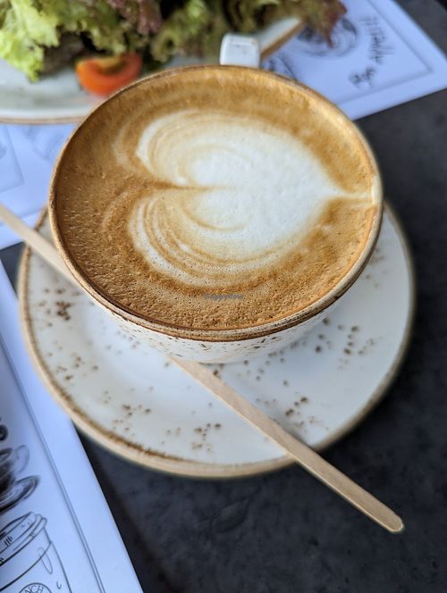 Soy cappuccino at French Bakery - Meadows in Dubai