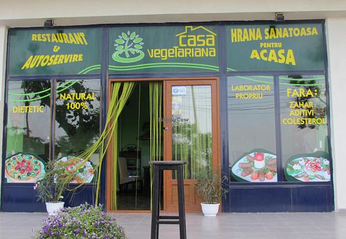 The outside  restaurant front at Casa Vegetariana in Constanta