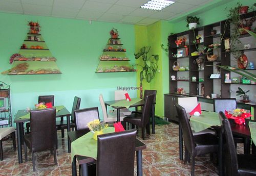 Inside the restaurant at Casa Vegetariana in Constanta