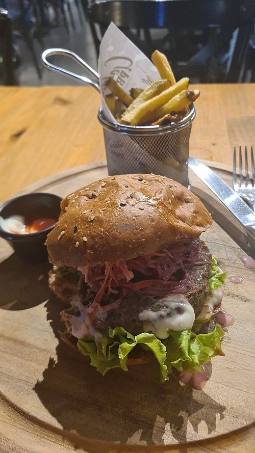 Falafel burger at Golden Prague Pub in Puerto Ayora