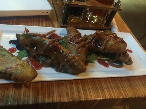 Fried peppers with straberry basil jam and peanut butter at Pig Minds Brewing in Machesney Park