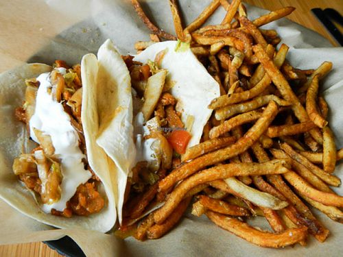 korean bbq soy curl tacos at Pig Minds Brewing in Machesney Park